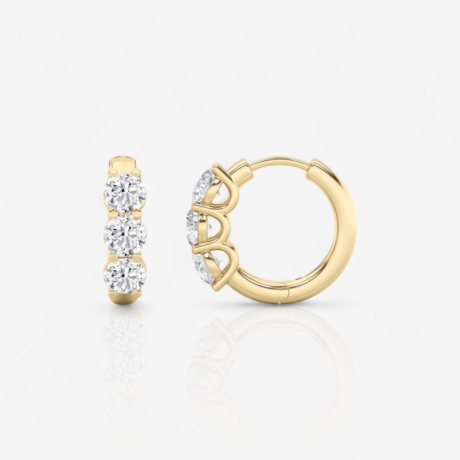 Ritani 18kt Gold 2.00 CTW Three-Stone Round Lab Diamond Huggie Earrings